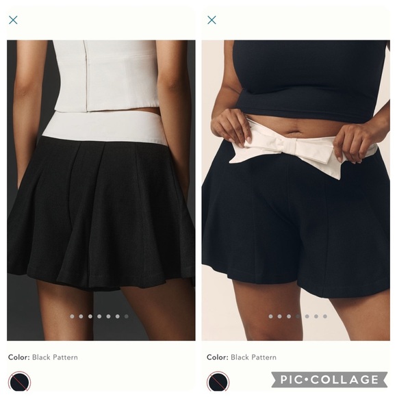 NWT new 12 Anthropologie Maeve paneled skirty shorts black white bow winter - Picture 11 of 17